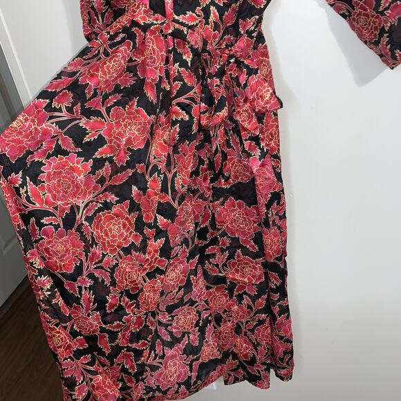 Vintage Victoria’s Secret Red Floral Seep Intimates Long Kimono Robe Size M/L - Picture 4 of 16